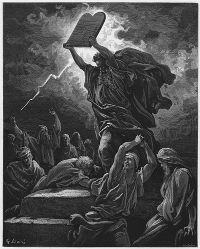 Moisés rompiendo las Tablas de la Ley de Gustave Dore